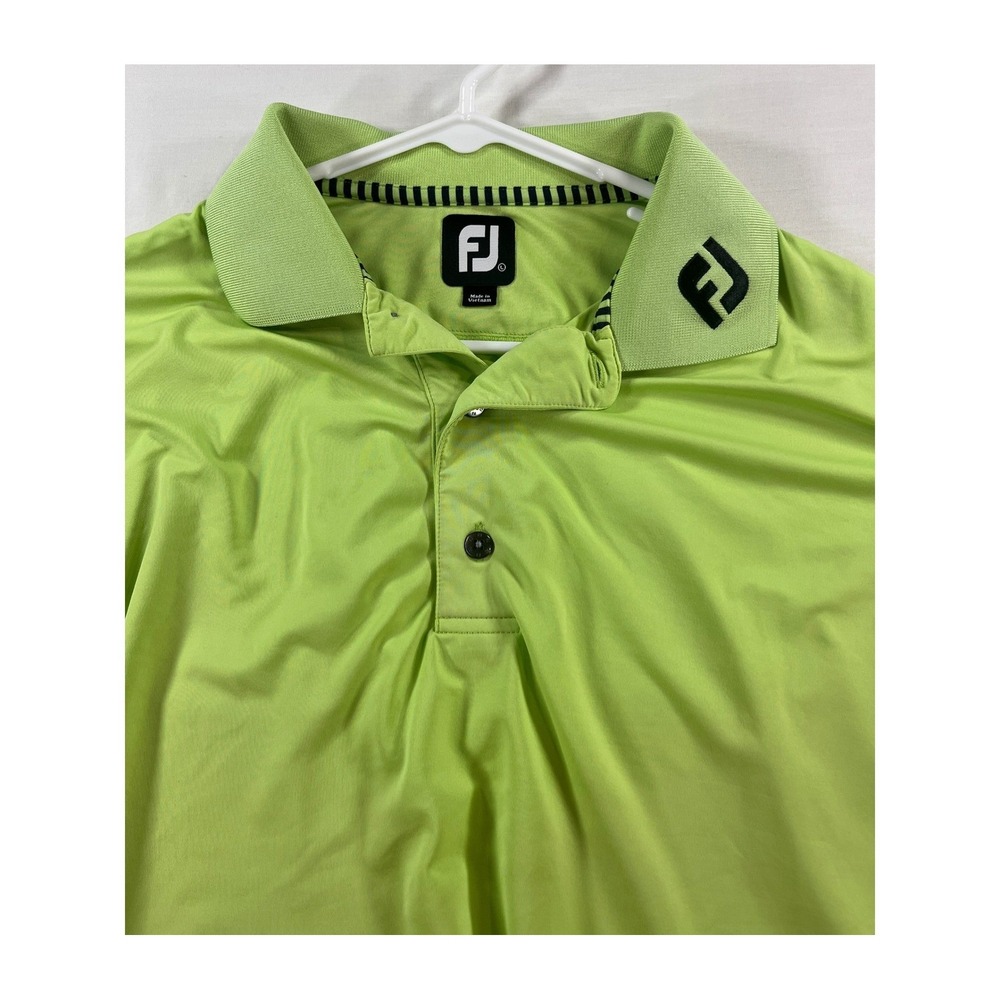 FootJoy Mens Lime Green Short Sleeve Golf Polo Shirt Large 1006441 Stretch FJ